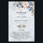 Dusty Blue Peach Blush Botanical  Wedding program<br><div class="desc">Dusty blue floral botanical wedding program card featuring elegant bouquets of navy / Dusty blue,  white ,  blush ,  peach rose and sage green eucalyptus leaves. Please contact me for any help in customization or if you need any other product with this design.</div>