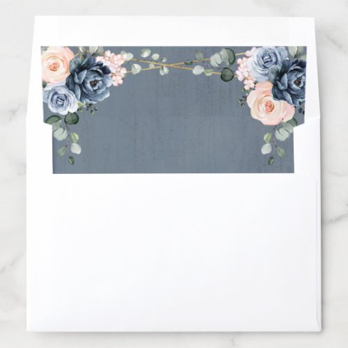 Dusty Blue Peach Blush Geometric Floral Wedding En Envelope Liner