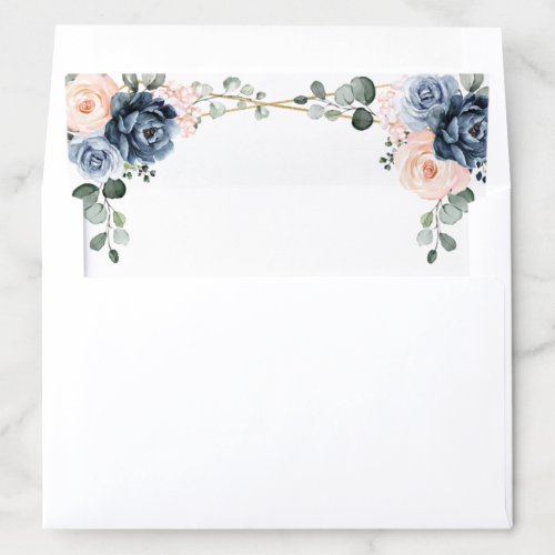 Dusty Blue Peach Blush Geometric Floral Wedding Envelope Liner