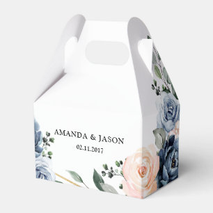 Dusty Blue Peach Blush Geometric Floral Wedding Fa Favor Boxes