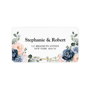 Dusty Blue Peach Blush Geometric Floral Wedding La Label