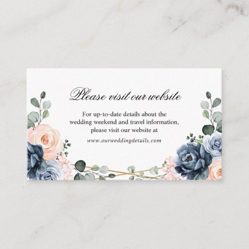 Dusty Blue Peach Blush Wedding Website Details Enc Enclosure Card