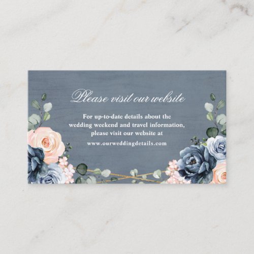 Dusty Blue Peach Blush Wedding Website Details Enclosure Card