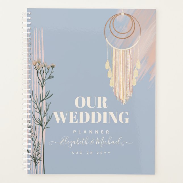 Dusty Blue Peach Boho Wedding Planner (Front)