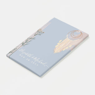Dusty Blue Peach Boho Wedding Post-it Notes
