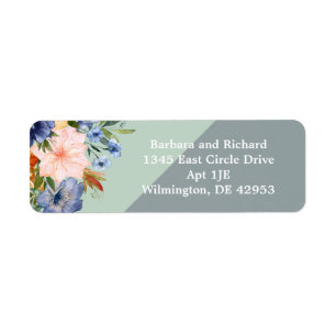 Dusty Blue Peach Green Wedding Label