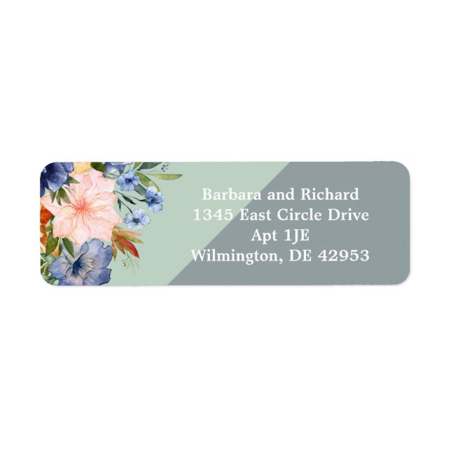 Dusty Blue Peach Green Wedding   Label (Front)