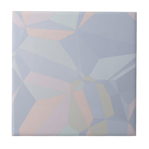 Dusty Blue & Peach Seamless Polygons Ceramic Tile