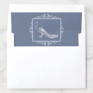 Dusty Blue Peacock Flourish Wedding Envelope Liner