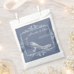 Dusty Blue Peacock Flourish Wedding Favor Bag<br><div class="desc">Pass out wedding favors for your guests with a set of Dusty Blue Peacock Flourish Wedding Favor Bag.  Bag design features an elegant peacock adorned with flourishes. Personalize with the groom and bride's names along with the wedding date. Additional wedding stationery available with this design as well.</div>