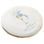 Dusty Blue Pearls & Prosecco Bridal Shower Favor Sugar Cookie (Angled)
