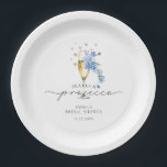 Dusty Blue Pearls & Prosecco Bridal Shower Paper Plates<br><div class="desc">Dusty Blue Pearls & Prosecco Bridal Shower Paper Plates</div>
