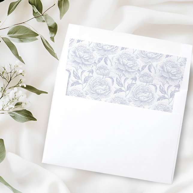 Dusty Blue Peonies Wedding Envelope Liner (Creator Uploaded)