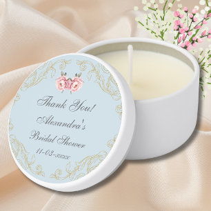 Dusty Blue Peony Vintage Bridal Shower Thank You Mini Candle Favors