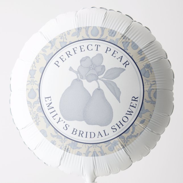 Dusty Blue Perfect Pear Bridal Shower Balloon (Front)
