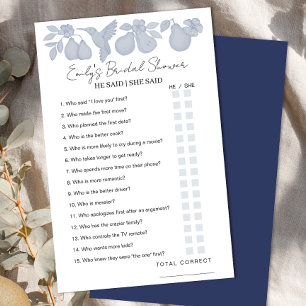 Dusty Blue Perfect Pear Bridal Shower He Said She