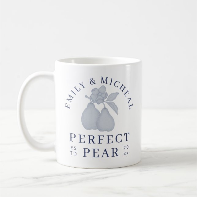 Dusty Blue Perfect Pear Bridal Shower Mug (Left)