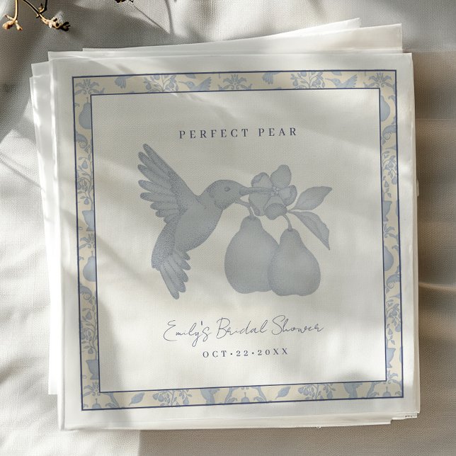 Dusty Blue Perfect Pear Bridal Shower Napkins (Perfect Pear Bridal Shower Napkins)