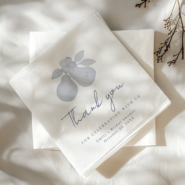 Dusty Blue Perfect Pear Bridal Shower Thank You  Napkins (Thank You Napkin)