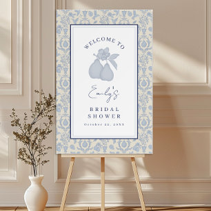Dusty Blue Perfect Pear Bridal Shower Welcome Sign