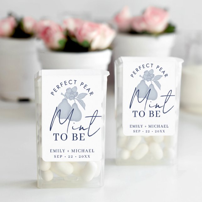 Dusty Blue Perfect Pear "Mint to Be" Wedding Favor Label (Mint To Be Labels)