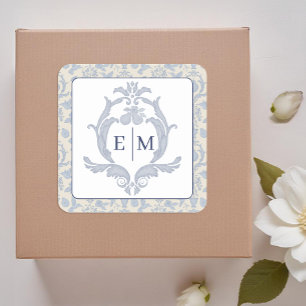 Dusty Blue Perfect Pear Monogram Wedding Sticker