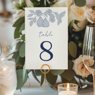 Dusty Blue Perfect Pear Wedding Table Number