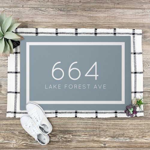 Dusty Blue Personalized Address Number Doormat