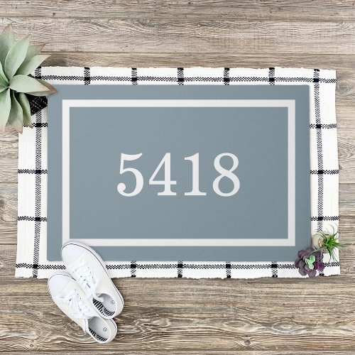 Dusty Blue Personalized Address Number Doormat