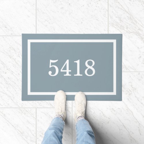 Dusty Blue Personalized Address Number Doormat