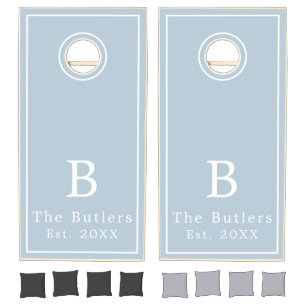 Dusty Blue Personalized Cornhole Board Set 