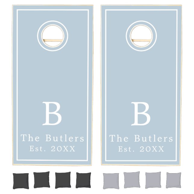 Dusty Blue Personalized Cornhole Board Set  (Set)