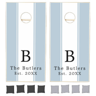 Dusty Blue Personalized Cornhole Board Set 