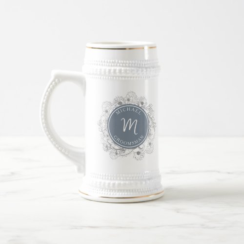 Dusty Blue Personalized Groomsmen Beer Stein