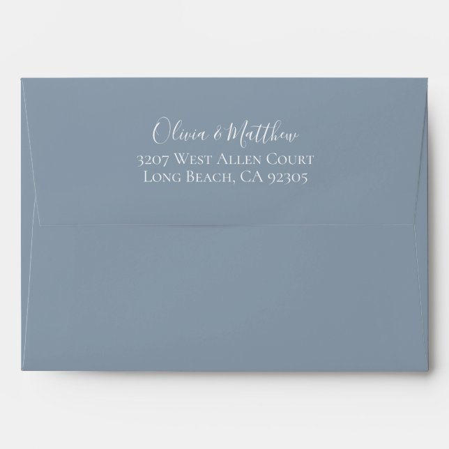Dusty Blue Personalized Return Address Envelope (Back (Top Flap))