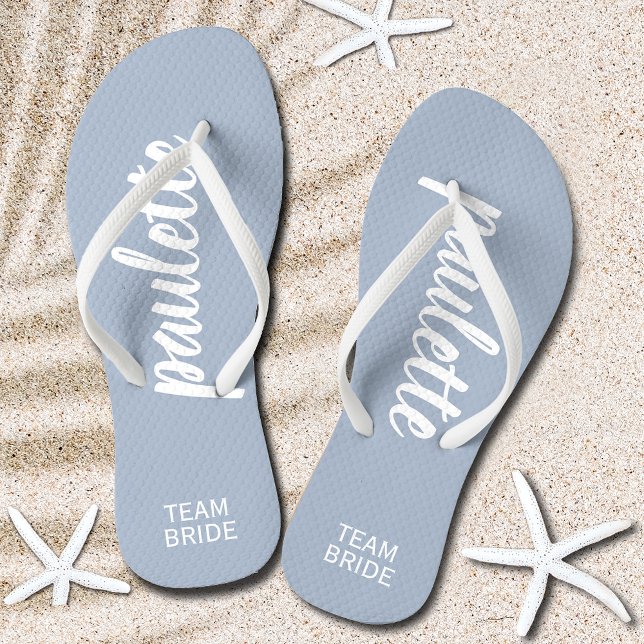 Dusty Blue Personalized Team Bride Flip Flops (Dusty Blue Personalized Team Bride Flip Flops)