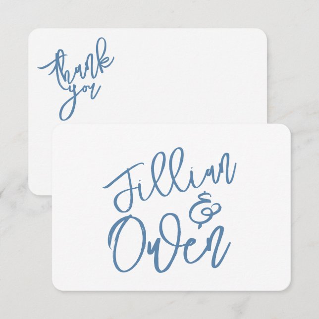 Dusty Blue Personalized Thank you Note Card (Front/Back)