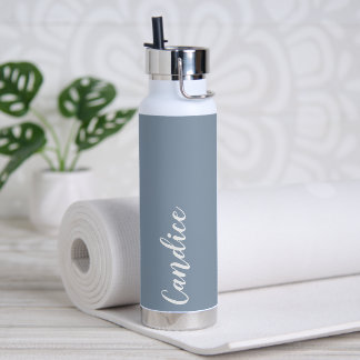 Dusty Blue Personalized Wedding Bridesmaid Water Bottle