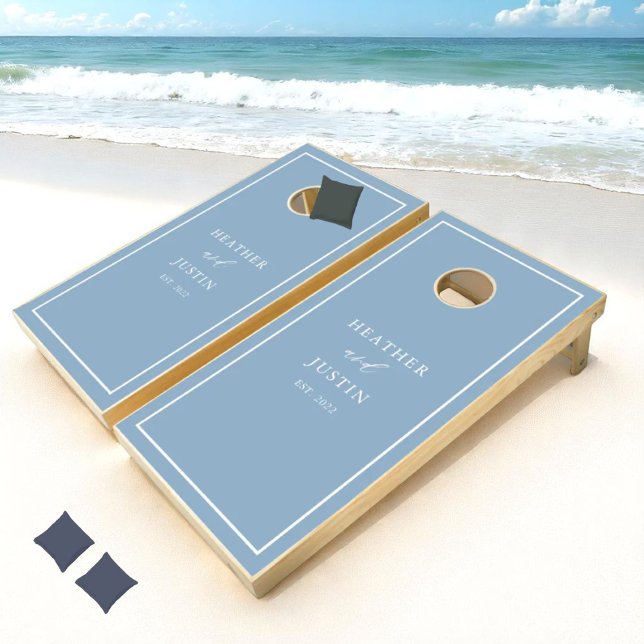 Dusty Blue Personalized Wedding Cornhole Set (Creator Uploaded)