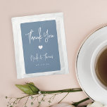 Dusty Blue | Personalized Wedding Favor Tea Bag Drink Mix<br><div class="desc">A perfect party favor for your rehearsal dinner,  engagement party,  or wedding,  drink packets feature white handwritten lettering on a dusty blue background with a small heart illustration in the center. "Thank You" appears at the top,  with your event name and date beneath.</div>
