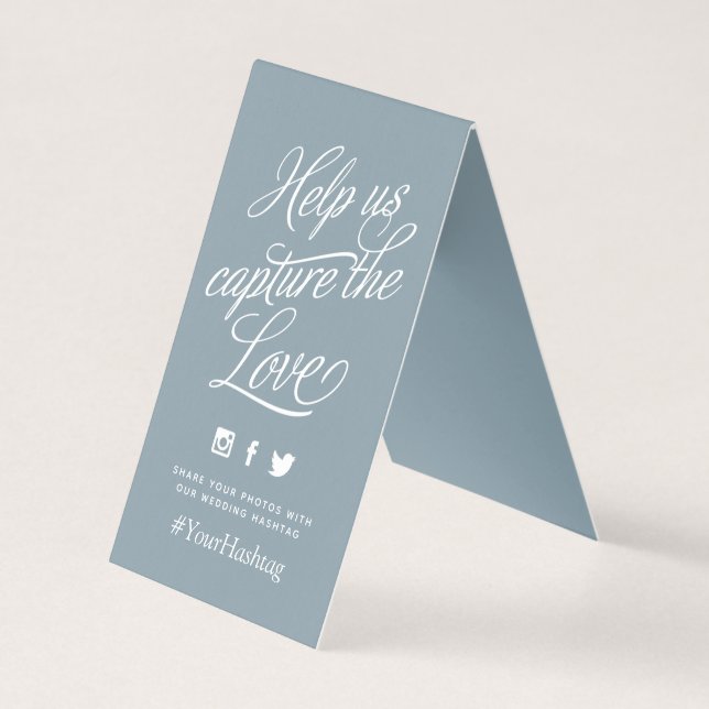 Dusty Blue Personalized Wedding Hashtag Sign (Front)