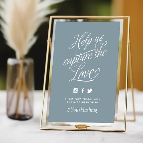 Dusty Blue Personalized Wedding Hashtag Sign