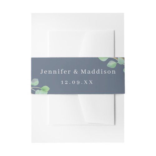 Dusty Blue Personalized Wedding Invitation Belly Invitation Belly Band