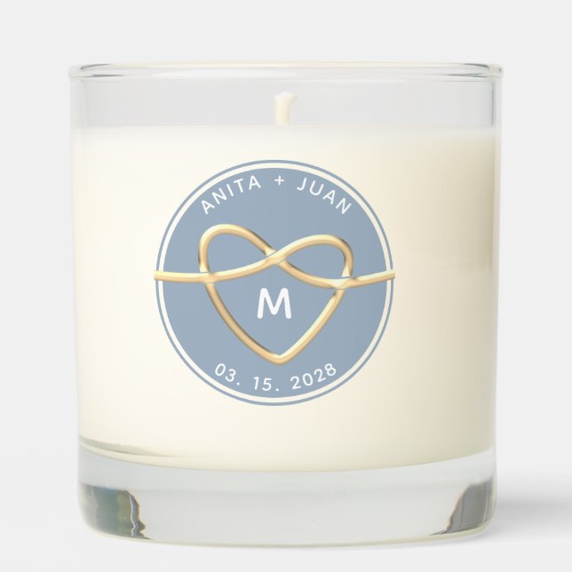 Dusty Blue Personalized Wedding Scented Candle (Front)