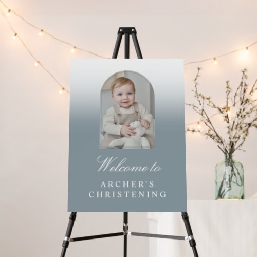 Dusty Blue Photo Arch Christening Welcome Sign