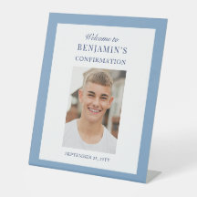 Dusty Blue Photo Boys Confirmation Welcome Sign