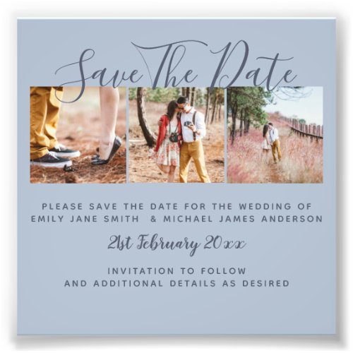 Dusty Blue PHOTO Collage Save The Dates Wedding