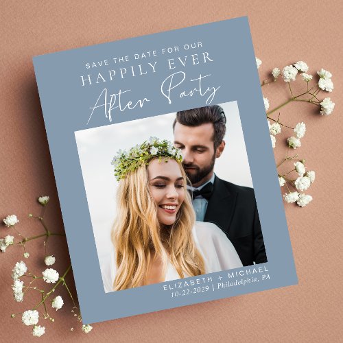 Dusty Blue Photo Wedding Reception Save The Date