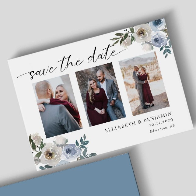 Dusty Blue Photo Wedding Save the Date Elegant  (Creator Uploaded)