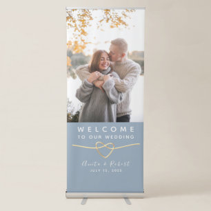 Dusty Blue Photo Wedding Welcome Retractable Banner
